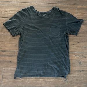 Rustic Gray Striped Tee Shirt - Baggy Distressed Look